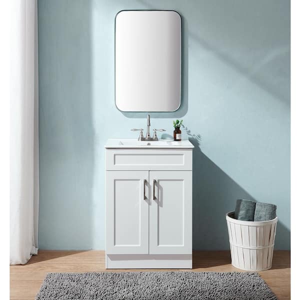 ☀️MEDISHINE+ UV WHITE☀️ Comllen 24 in. W x 18 in. D x 34 in. H White Modern Bathroom