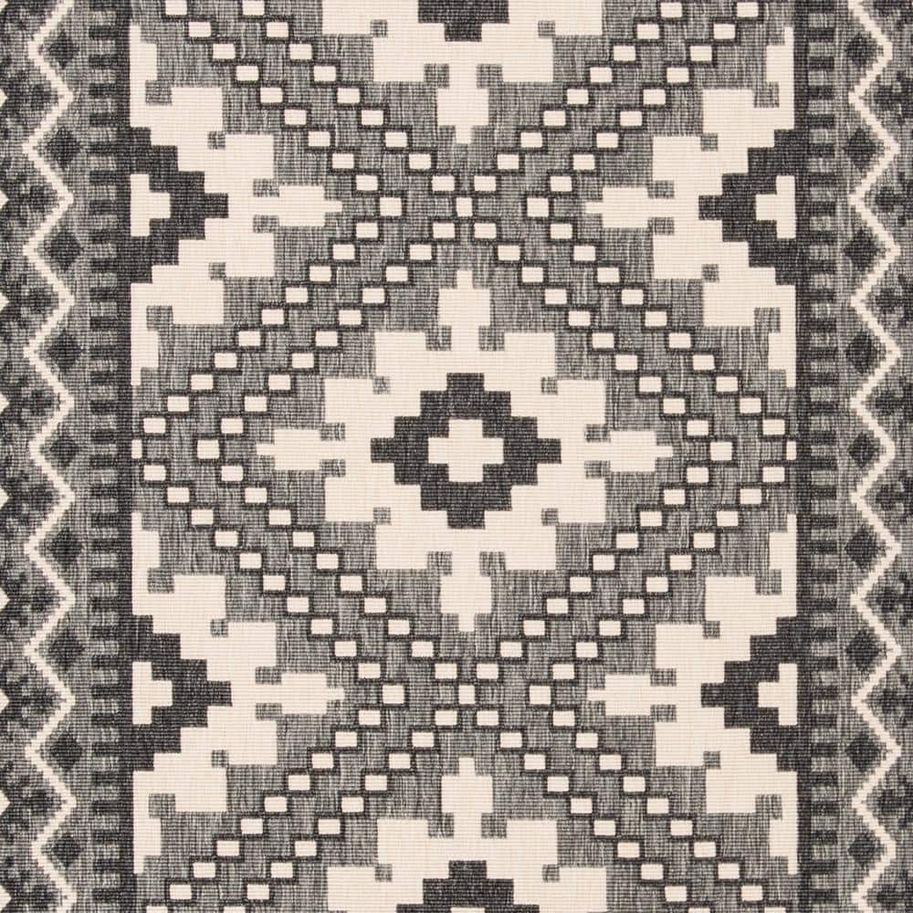 Charcoal and Ivory Easy-Care Synthetic Rectangular Area Rug