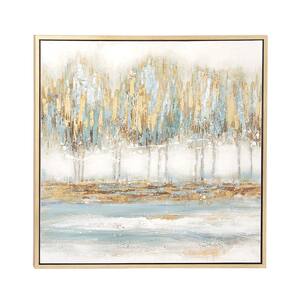 Blue Canvas Traditional Wall Art 39 in. x 39 in.