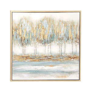 1- Panel Tree Framed Wall Art with Gold Frame 39 in. x 39 in.