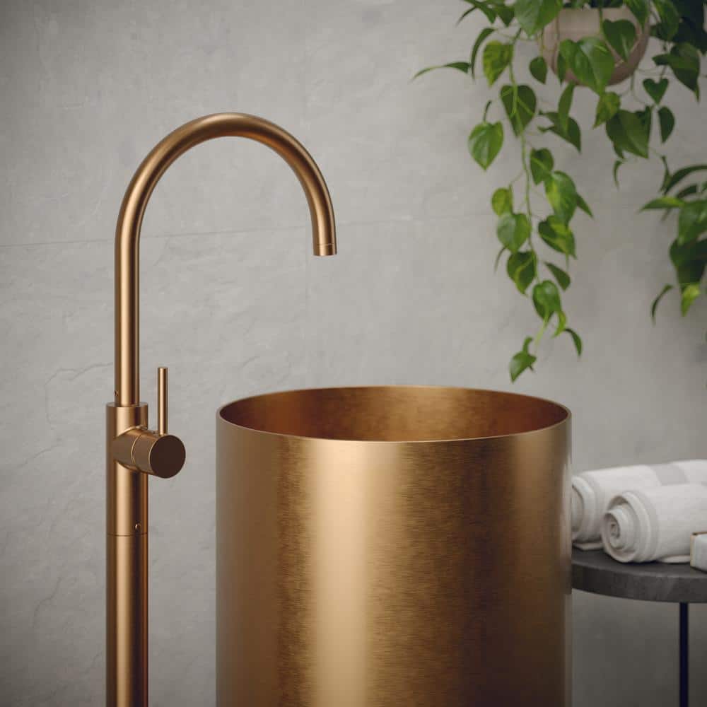 Cinox 15'' Copper Stainless Steel Pedestal Bathroom Sink