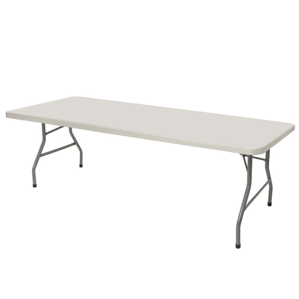 HAMPDEN FURNISHINGS Baldwin Rectangle 96 in. Plastic Folding Banquet Table, Speckled Grey