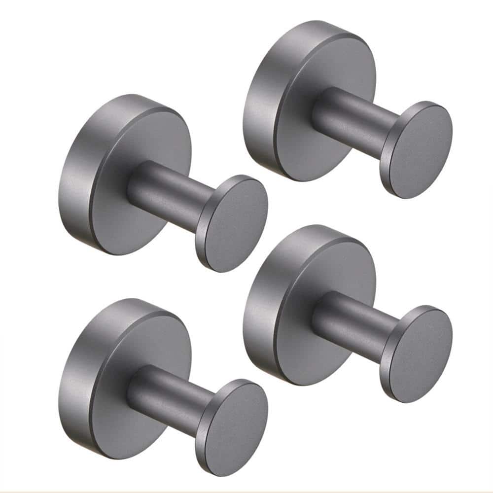 UPIKER Round Knob Bathroom Robe/Towel Hook in Aluminum Gun Ash(4-Pack ...