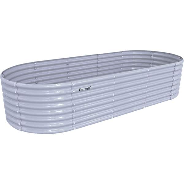 96 in. x 36 in. x 24 in. Outdoor Gray Oval Galvanized Steel Metal Raised Garden Bed for Vegetables Flowers Herbs