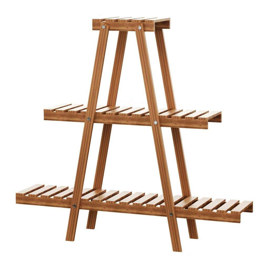 31.1 in. x 31.6 in. x 8.5 in. Indoor/Outdoor Brown Wood Plant Shelf 3-Tier price history on PriceWatchPro