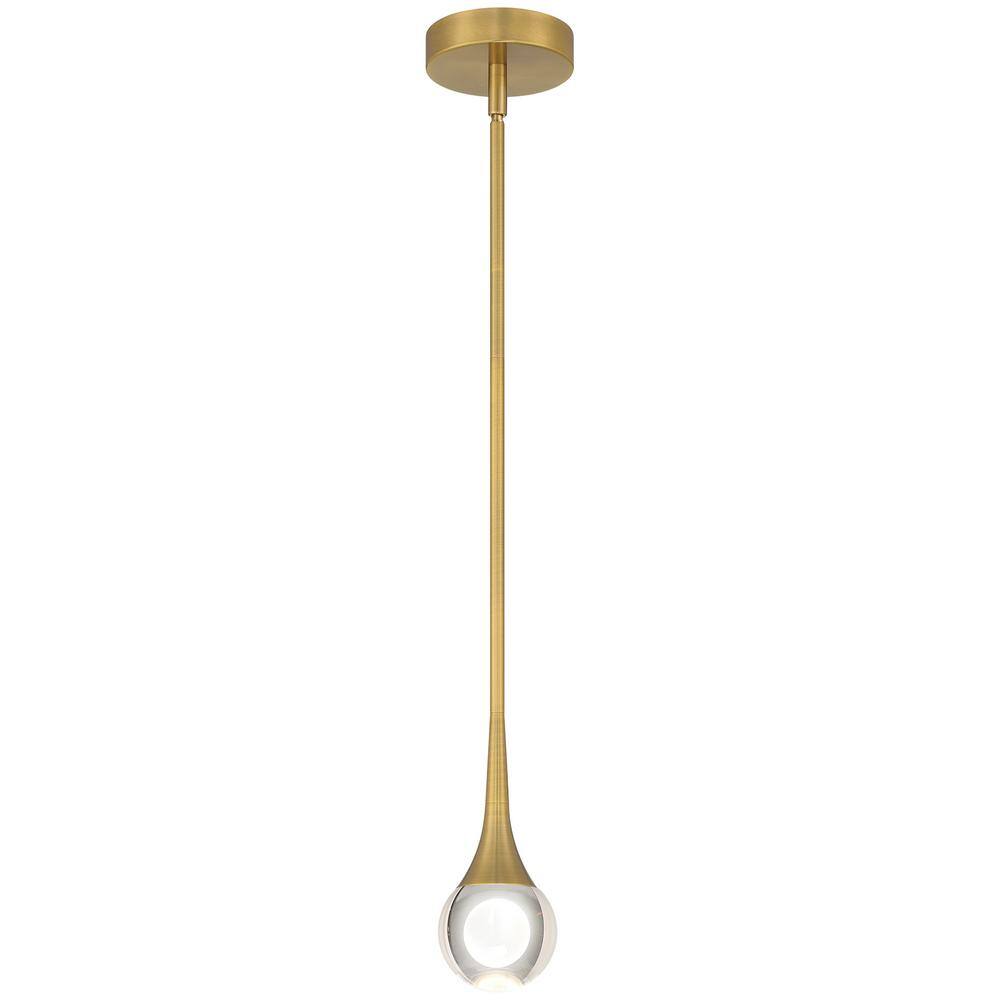 Georgia 8-Watt 1-Light Antique Brushed Brass Shaded Integrated LED Pendant 