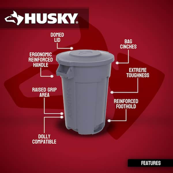 32 gal. Grey Heavy Duty Commercial Outdoor Trash Can with Domed Lid