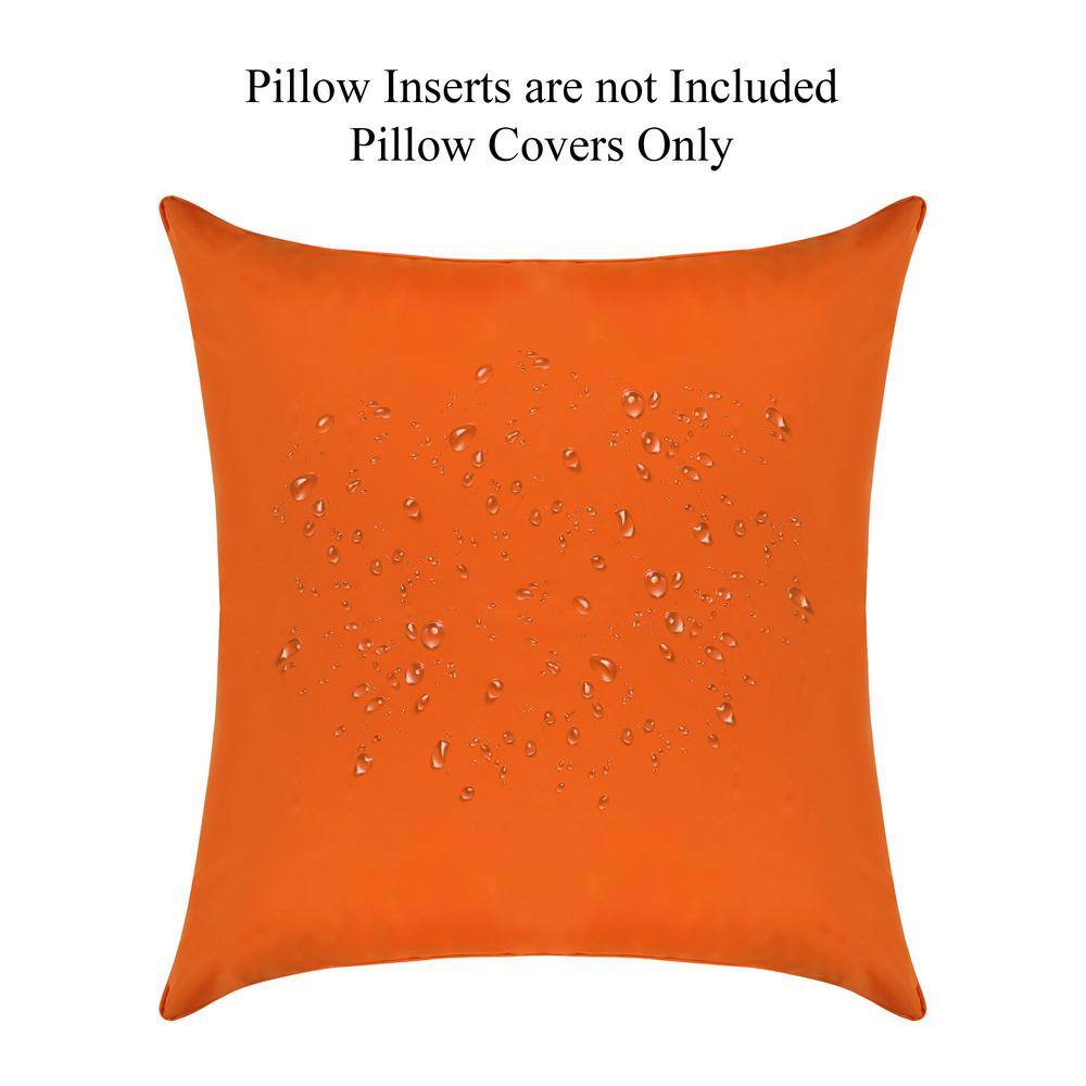 Burning Orange Polyester 20" x 20" Outdoor Pillow Covers Set