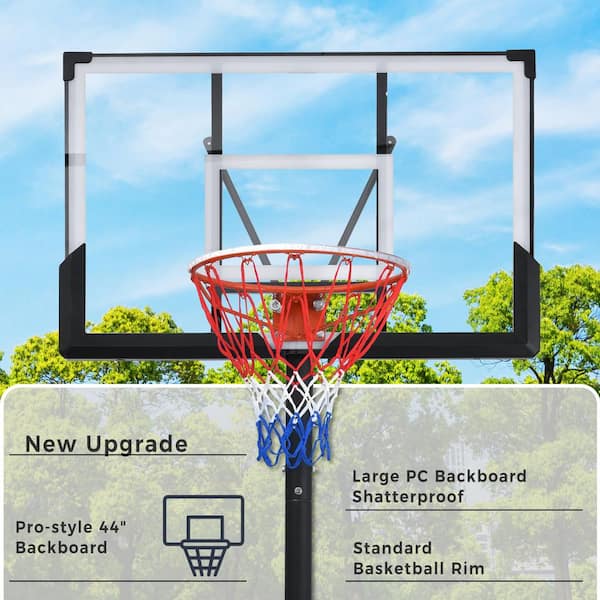 Costway 4.25-10ft Portable Adjustable Basketball Hoop System With 44''  Backboard 2 Nets : Target