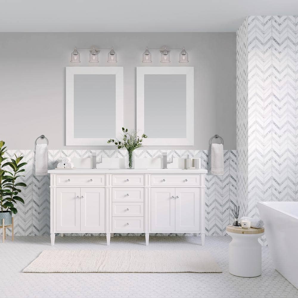 Brittany 60.0 in. W x 23.5 in. D x 34.0 in. H Double Bathroom Vanity in Bright White with White Zeus Quartz Top price history on PriceWatchPro