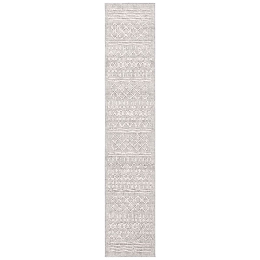 Santorini Gray/Ivory 2 ft. x 10 ft. Geometric Striped Diamond Indoor/Outdoor Runner Rug price history on PriceWatchPro