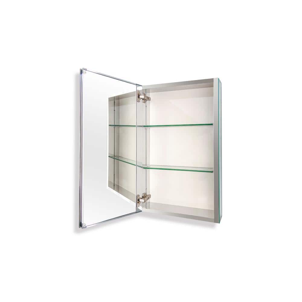 15 in. W x 26 in. H Rectangular Silver Aluminum Recessed Mount Medicine Cab