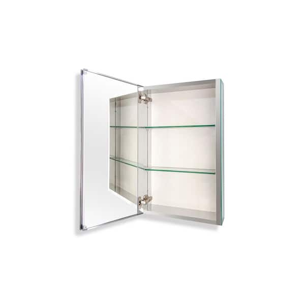 Unbranded 15 in. W x 26 in. H Rectangular Silver Aluminum Recessed Mount Medicine Cabinet with Mirror