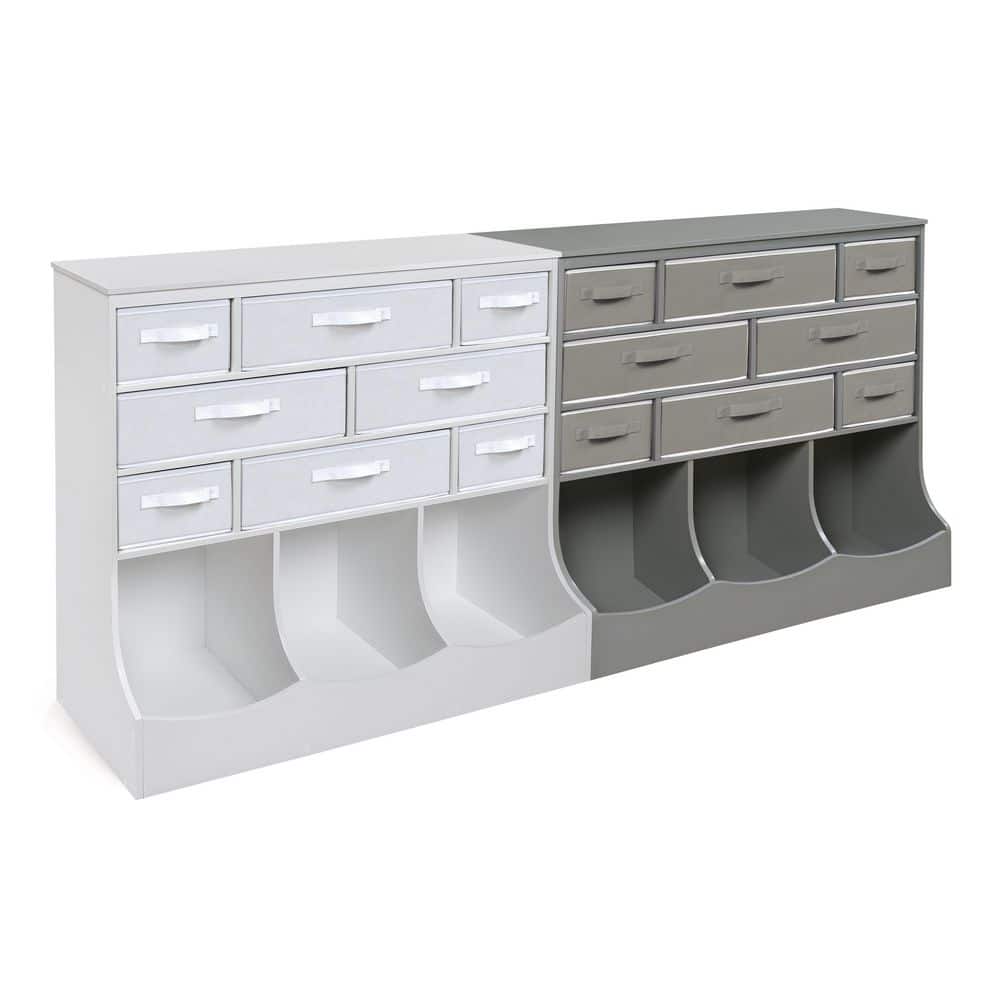Gray MDF Kids Storage Unit with Baskets and Bins