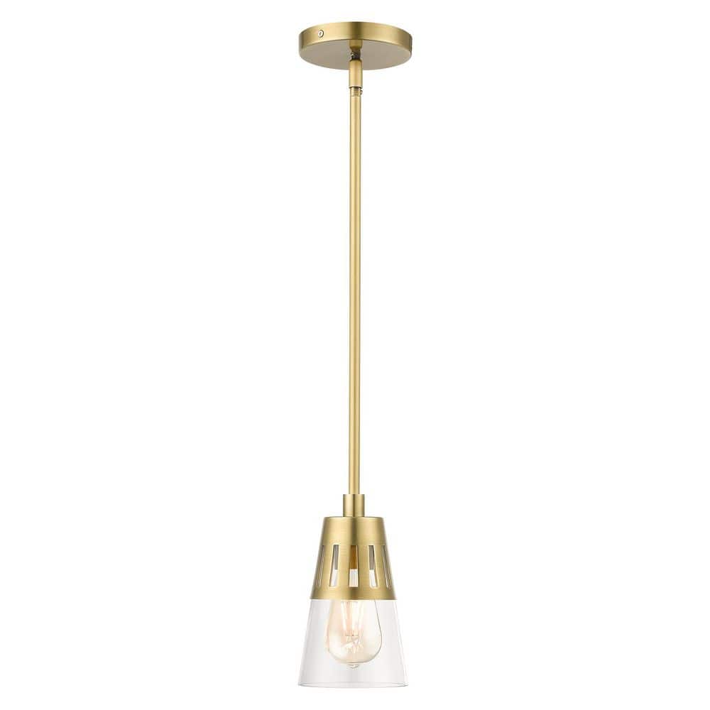 Stallworth 60 -Watt 1 Light Natural Brass Modern Mini Pendant Light with Hand Blown Clear Glass Shade, No Bulbs Included price history on PriceWatchPro