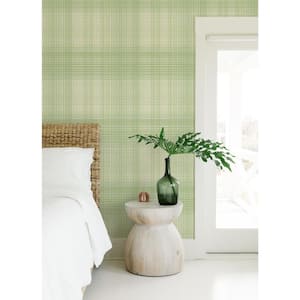 Madras Green Plaid Matte Paper Pre-Pasted Wallpaper Sample