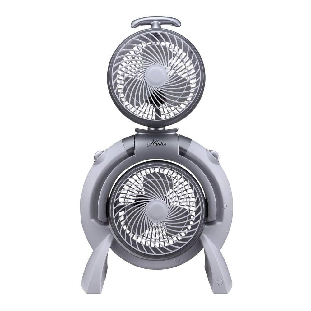 Hunter 9 In Dual Turbo Fan In White With Silver Accent Fsqq