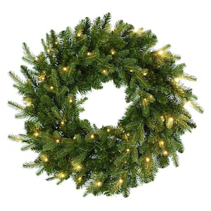 30 in. Pre-Lit LED Color Changing Battery Operated Grand Duchess Balasm Fir Artificial Christmas Wreath