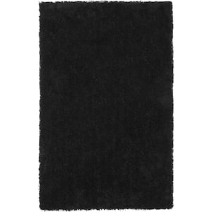 Classic Shag Ultra Black 8 ft. x 10 ft. Solid Area Rug