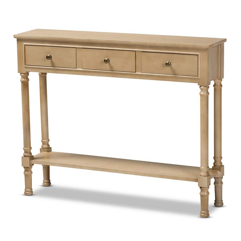 Oak Brown 3-Drawer Wood Entryway Console Table