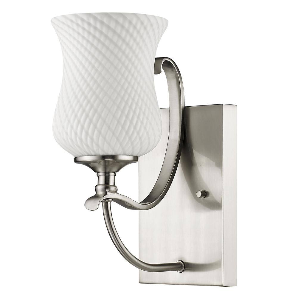 Acclaim Lighting Evelyn 1-Light Satin Nickel Sconce with Optic-Art Glass  Shade IN41350SN