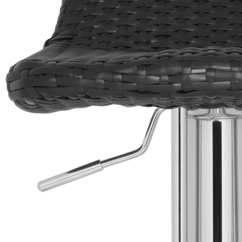 Juji Black Wicker Adjustable Swivel Bar Stool