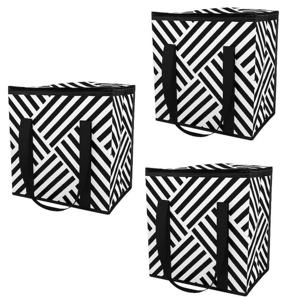 20 qt. Black Geo Insulated Hot Cold Tote Bag, 3-Pack