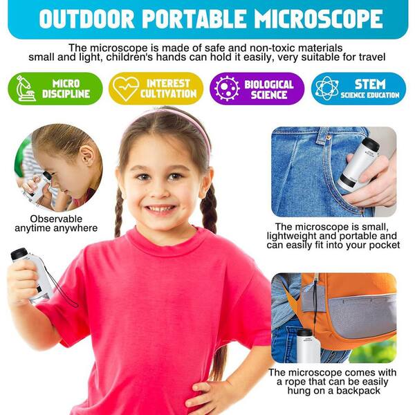 SenQWFa Portable Microscope Zoom 60x-180x Handheld Mini Microscope