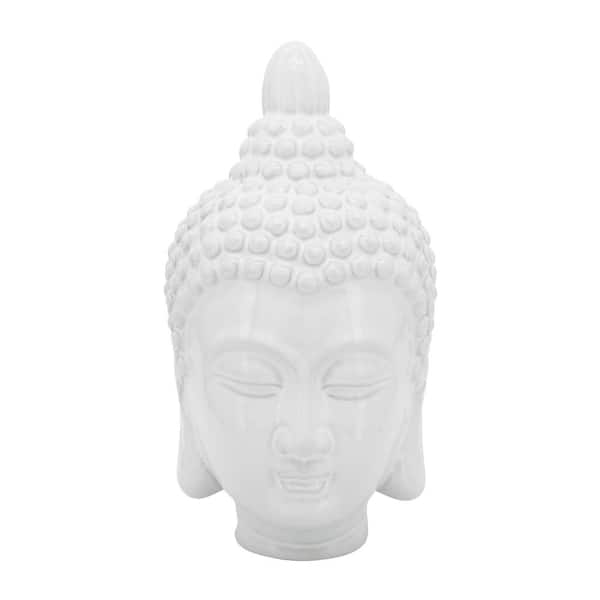 Sagebrook Home White 6 in. x 10 in. Ceramic Buddha Head Sculpture