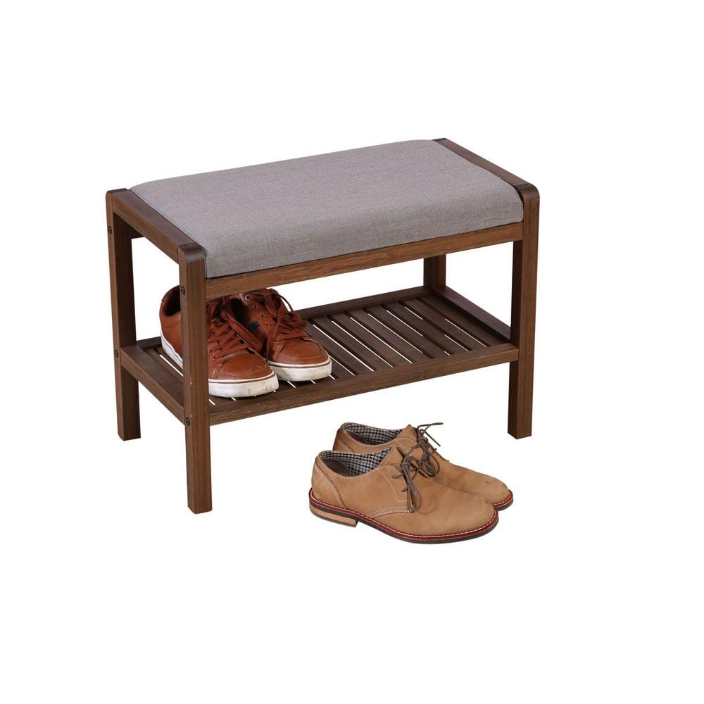 Eco-Friendly Mahogany Bamboo Padded Storage Bench