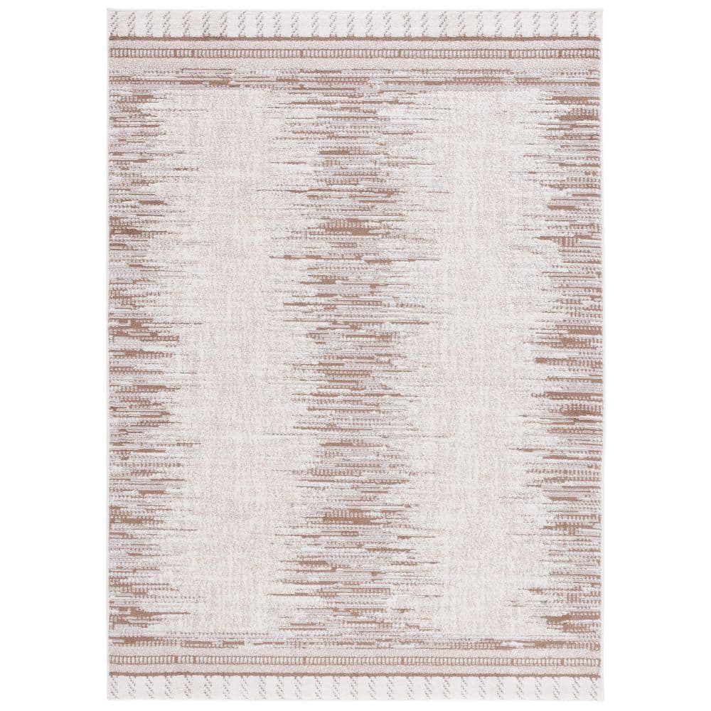SAFAVIEH Alamo 5 ft. x 8 ft. Taupe/Ivory Horizontal Transitional Area ...