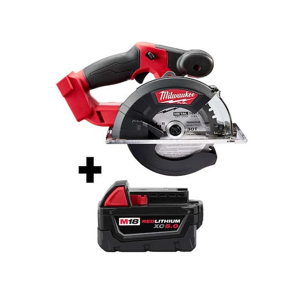 Milwaukee M18 FUEL 18-Volt Lithium-Ion Brushless Cordless 5-3/8 in. Circular Metal Saw with Free M18 5.0Ah Battery