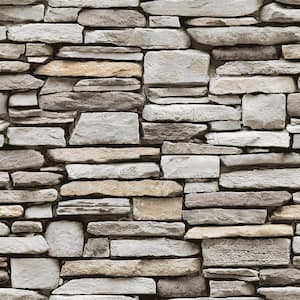 Grey Stone Peel and Stick Wallpaper (Covers 56 sq. ft.)