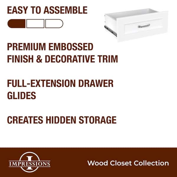 Impressions 22 in. W x 9 in. H White Wood Drawer Kit for 25 in. W Impressions Tower