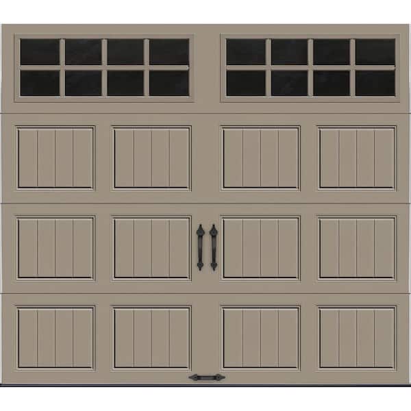 Clopay Gallery Collection 8 ft. x 7 ft. 18.4 R-Value Intellicore Insulated Sandtone Garage Door with SQ24 Window