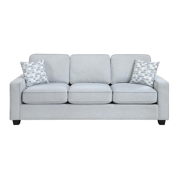 Oswald 83.5 in. W Straight Arm Textured Fabric Rectangle Sofa in Gray