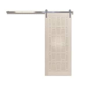 36 in. x 84 in. Whatever Daddy-O Parchment Wood Sliding Barn Door with Hardware Kit in Stainless Steel