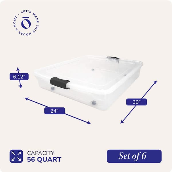 HOMZ 56 Full/Queen Underbed Clear Plastic Latching Storage