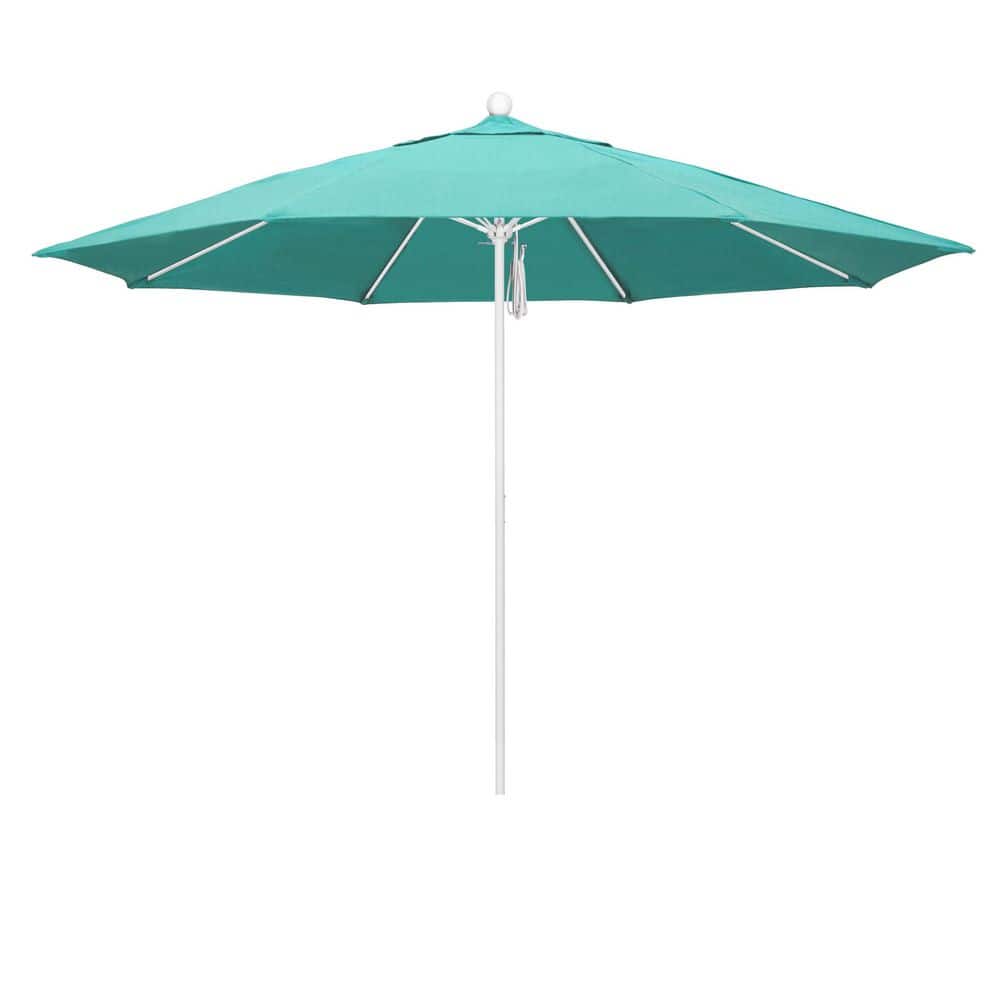 11 ft. Matted White Aluminum Market Patio Umbrella with Fiberglass Ribs Pulley Lift in Aruba Sunbrella price history on PriceWatchPro