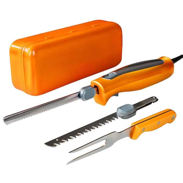 Stainless Steel Electric Carving Knife with Non Slip Handle and Safety Lock for Meat Bread Fish