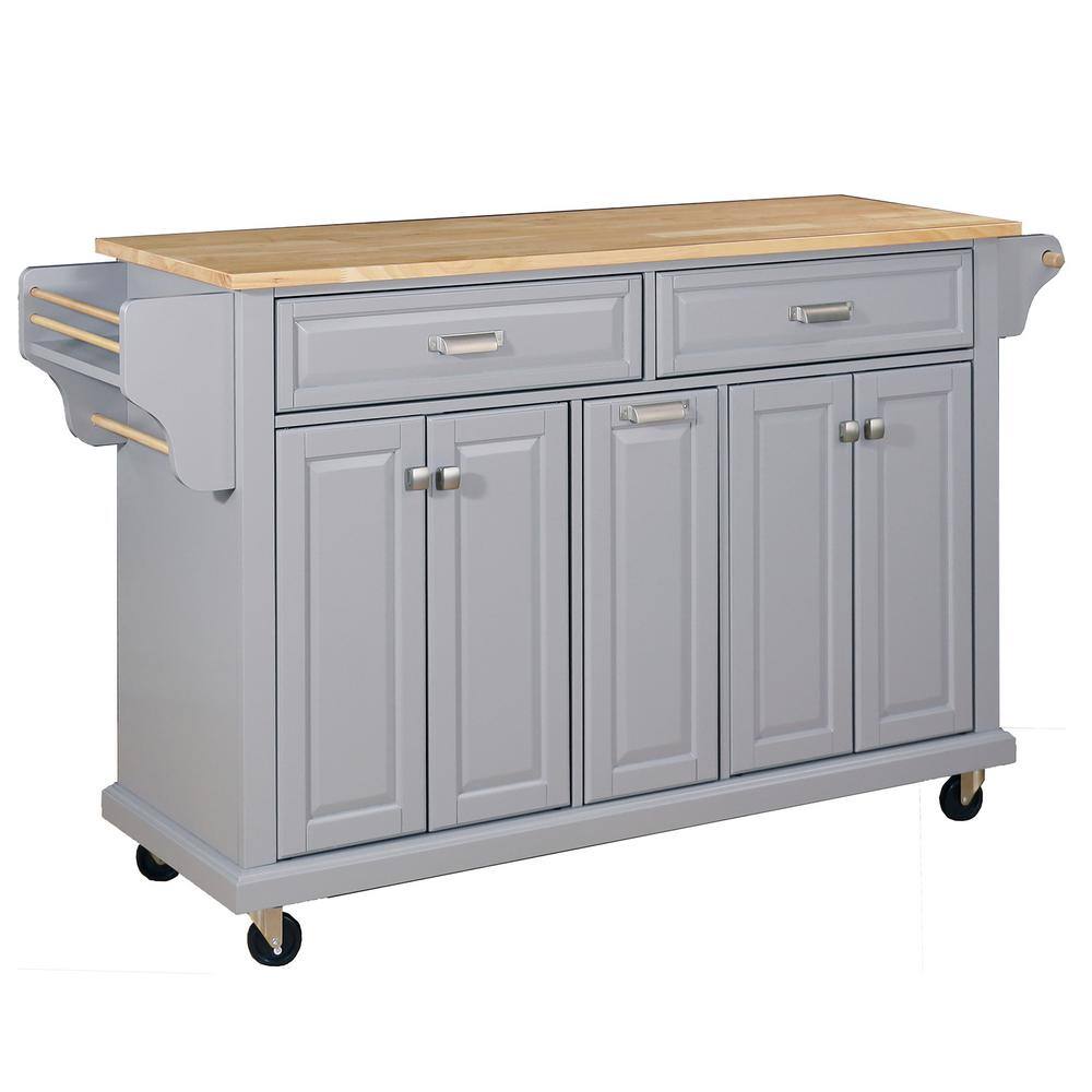 Reviews for Gray Top Cambridge Natural Wood 60.5 in. Kitchen Island