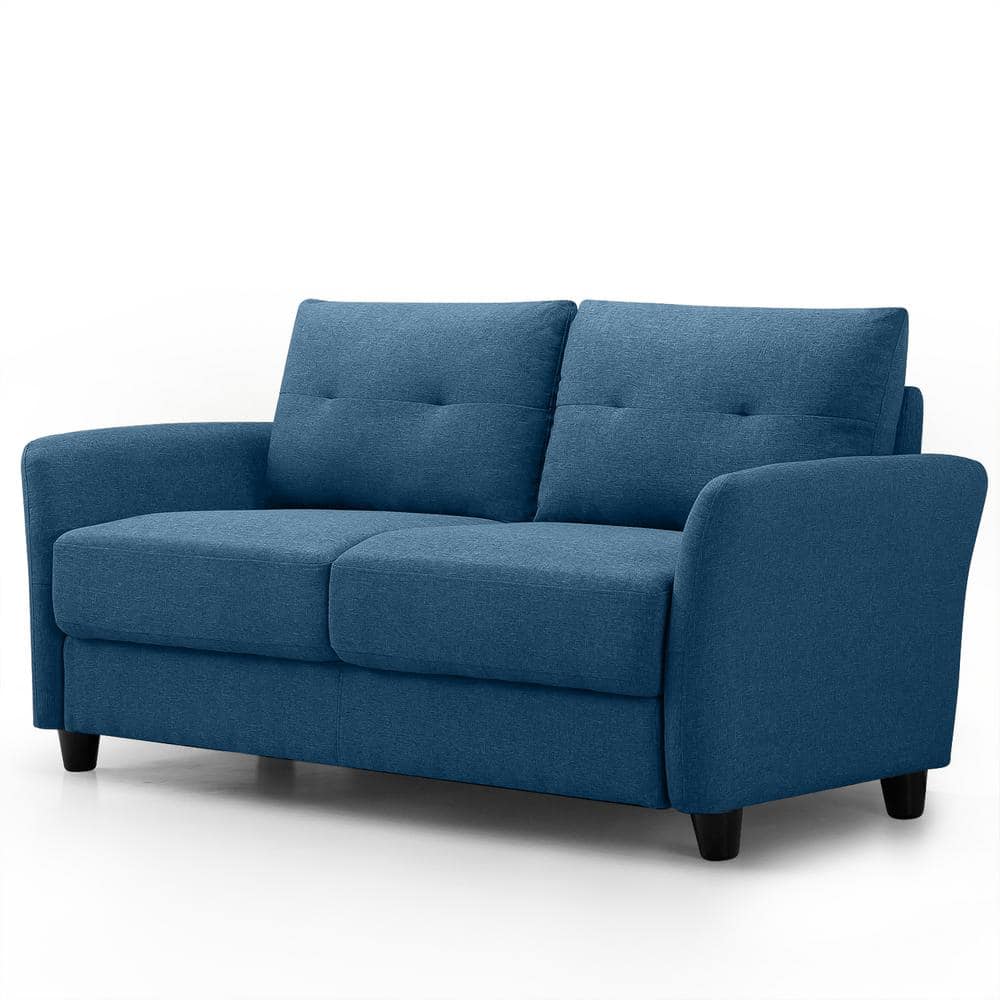 Zinus Ricardo 62 in. Lyon Blue Fabric 2-Seat Loveseat