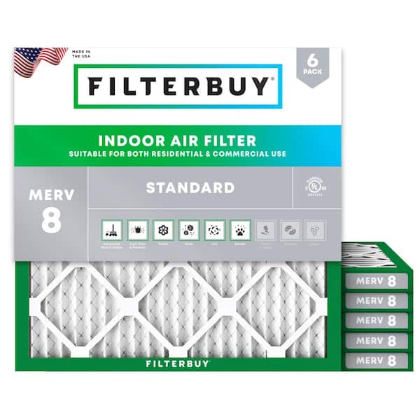 12 in. x 12 in. x 1 in. MERV 8 (FPR 5) Dust Defense Pleated HVAC AC Furnace Air Filters Replacement (6-Pack)