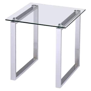 SignatureHome Finish Chrome Material Metal Coffee End Table With Top Glass Dimensions: 20" W x 20" L x 20" H