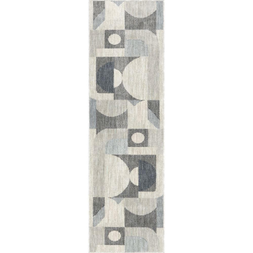 StyleWell Beckett Charcoal 2 ft. x 8 ft. Modern Geometric Area Rug
