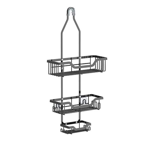 Rust-Resistant Hanging Shower Caddy Organizer 26 in. with 3 Shelves for Bathroom and Home, Matt Black