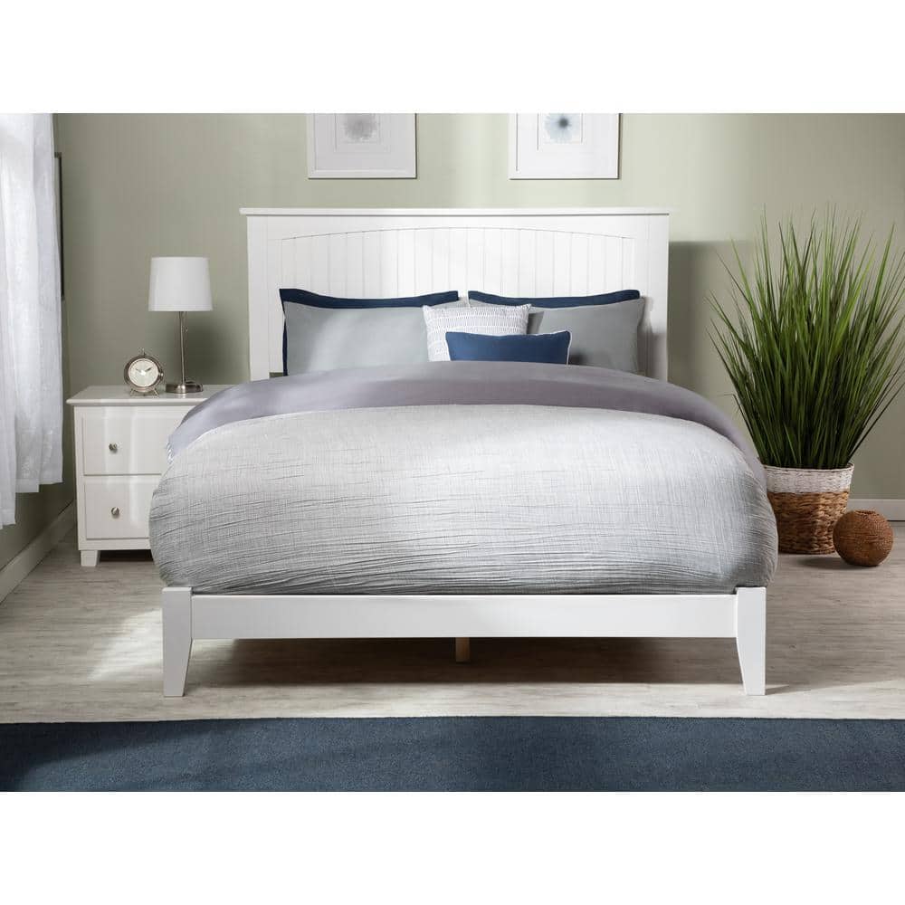 Nantucket King Wood Frame Bed with Drawer and Headboard in Grey