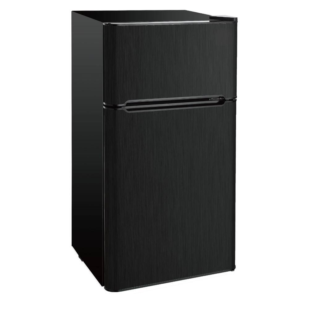 3.2 cu. ft. 2 Door Mini Fridge in Black Stainless Steel