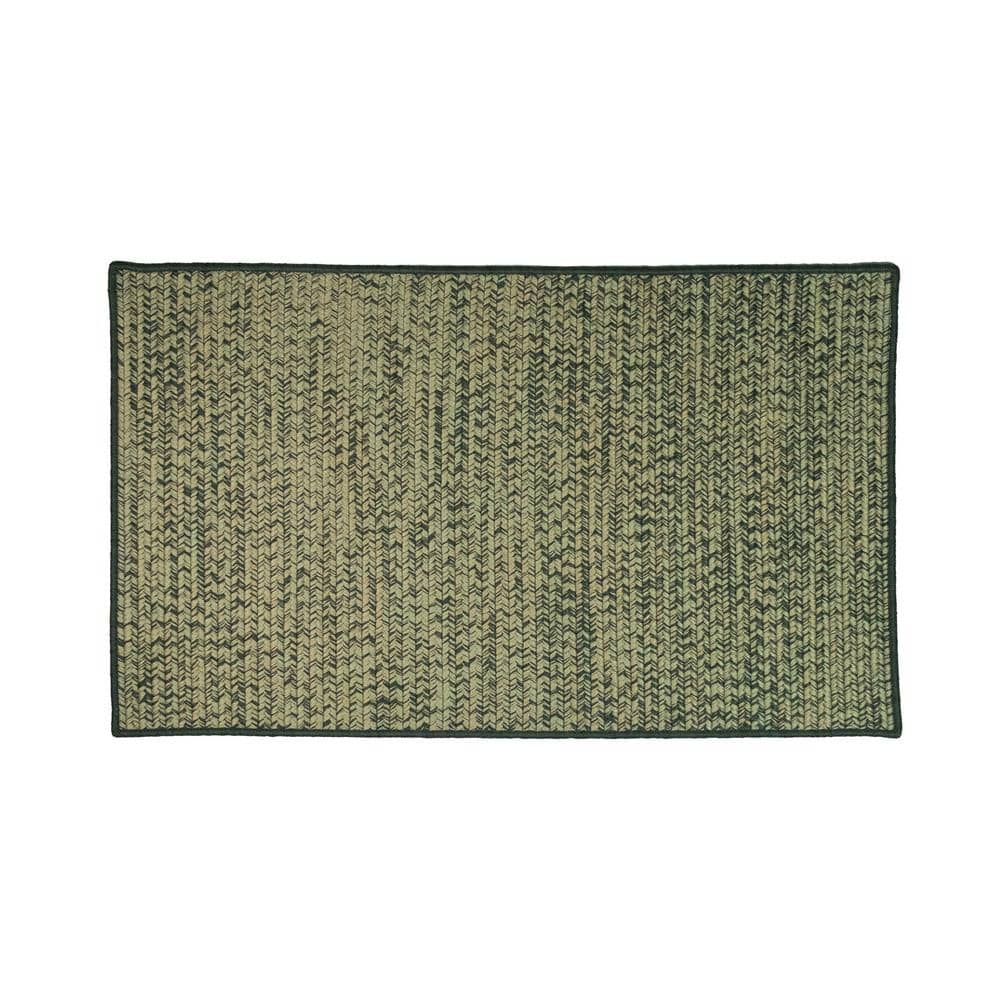 Weathered Moss Green Tweed Polypropylene Outdoor Patio Mat