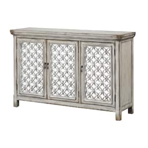 Lizzy Hazy Grey and Mirror MDF 56 in. Sideboard with 3-Doors